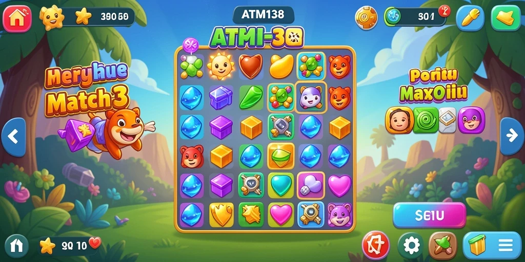 Tampilan menarik dari gameplay Match-3 yang menghibur.