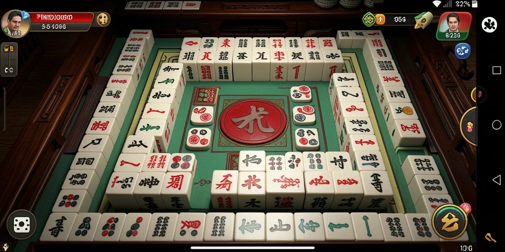 Tangkapan layar gameplay IN1234 yang menunjukkan suasana permainan Mahjong.