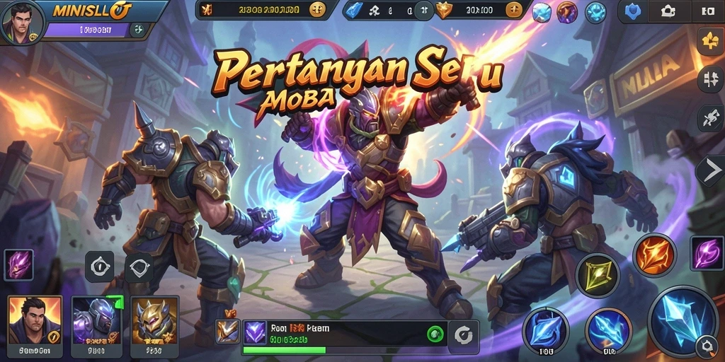 Tampilan seru gameplay pertarungan MOBA di MINISLOT.