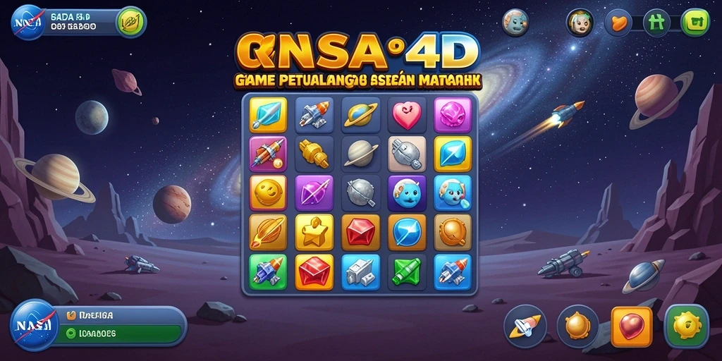 Tampilan gameplay seru NASA4D dengan elemen Match-3.
