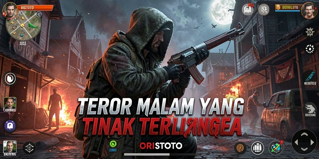 Screenshot menampilkan momen mencekam dan gameplay ORISTOTO yang intens.